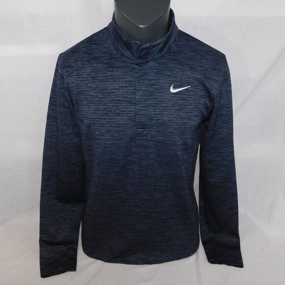 Nike Other - Nike Dri-Fit Victory Blue Black Striped 1/4 Zip Long Sleeve Golf Pullover Mens M